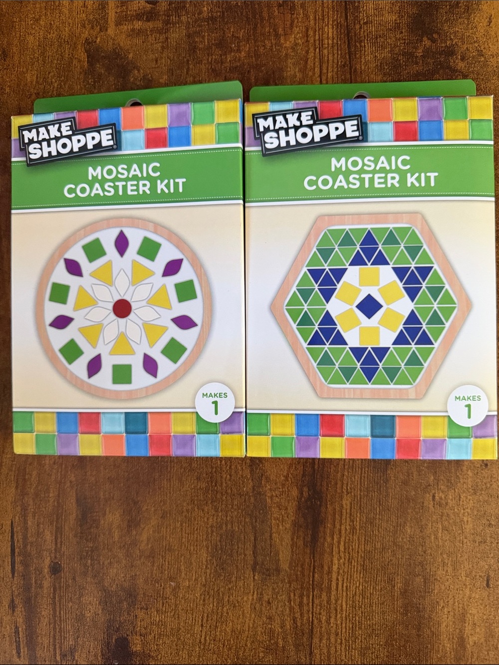 2 Mosaic Coaster Kits - Multicolor